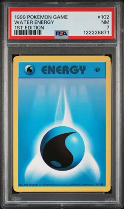 1999 POKEMON BASE SET 1ST EDITION #102 WATER ENERGY PSA 7 - Image 1