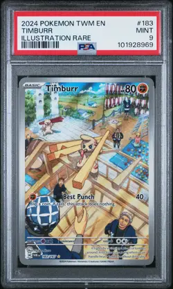 2024 POKEMON TWM EN-TWILIGHT MASQUERADE ILLUSTRATION RARE #183 TIMBURR PSA 9 - Image 1