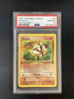 PSA 10 Pokemon TCG 1999 Pokemon Jungle #55 Mankey 1st Edition GEM MT - Image 1