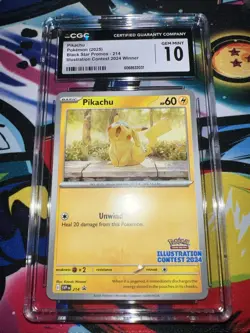 CGC 10 Pikachu Black Star Promo 214 Illustration Contest 2024 Pokemon TCG - Image 1