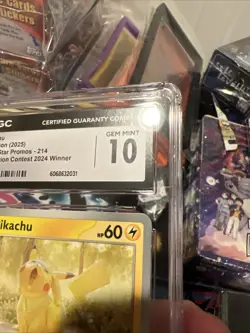 CGC 10 Pikachu Black Star Promo 214 Illustration Contest 2024 Pokemon TCG - Image 3