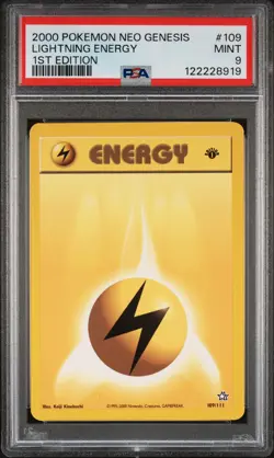 2000 POKEMON NEO GENESIS 1ST ED #109 LIGHTNING ENERGY PSA 9 - Image 1