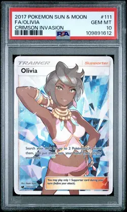 Olivia 111/111 Full Art Pokemon Sun & Moon Crimson Invasion PSA 10 GEM MINT - Image 1