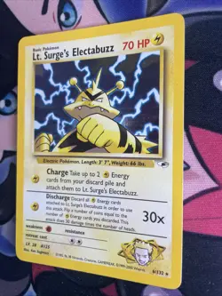 Lt. Surge's Electabuzz Gym Heroes 6/132 Holo Ultra Rare Pokemon TCG Card Mp - Image 3