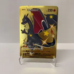 Gold Metal Charizard V HP220 Gold Metal Pokemon Card-Collectible Gift Display！ - Image 2