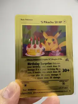'S Pikachu 50 HP Gold Metal Pokemon Card-Collectible Gift Display！nice - Image 2
