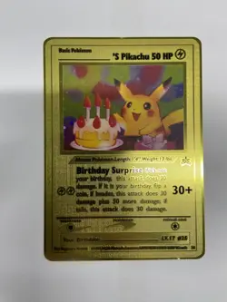 'S Pikachu 50 HP Gold Metal Pokemon Card-Collectible Gift Display！nice - Image 3