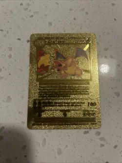 CHARIZARD 1999 POKEMON GOLD FOIL FAN ART Textured Card 4/102 SHARP - Image 1