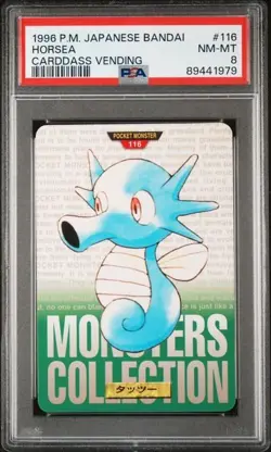 PSA 8 Horsea #116 Carddass Vending Bandai 1996 Japanese Pokemon Card Green - Image 1