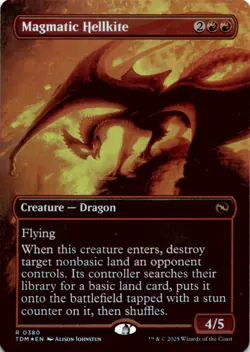 MTG Magmatic Hellkite (Borderless) Foil NM Tarkir: Dragonstorm Magic 380 - Image 1
