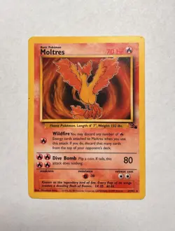 Moltres 27/62 Fossil Unlimited NonHolo Rare WoTC Pokemon TradingCardGame 1999 LP - Image 1