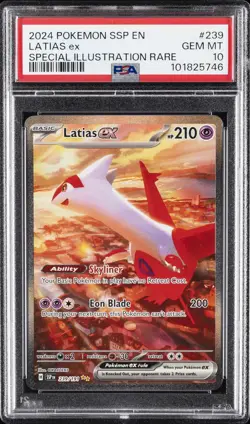 2024 POKEMON SSP EN-SURGING SPARKS SPECIAL ILLUSTRATION RARE LATIAS EX PSA 10 - Image 1