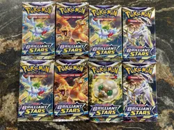 Pokemon Brilliant Stars Sword And Shield Booster Pack Factory Sealed X8 - Image 1