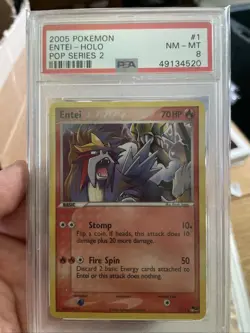 2005 Pokemon Entei #1 Holo Pop Series 2 PSA 8 - Image 1