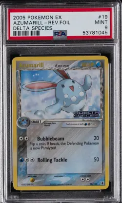 2005 POKEMON EX DELTA SPECIES #19 AZUMARILL-REVERSE FOIL PSA 9 - Image 1