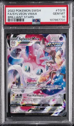2022 POKEMON SWORD & SHIELD BRILLIANT STARS #TG15 FULL ART/SYLVEON VMAX PSA 10 - Image 1