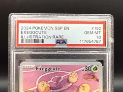 2024 Pokemon Exeggcute 192/191 Sv08: Surging Sparks Holo- PSA 10 - Image 2