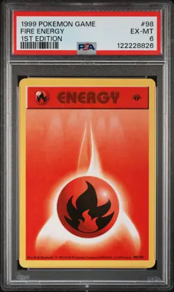 1999 POKEMON BASE SET 1ST EDITION #98 FIRE ENERGY PSA 6 - Image 1