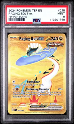 2024 POKEMON TEF EN-TEMPORAL FORCES HYPER RARE #218 RAGING BOLT EX PSA 9 - Image 1