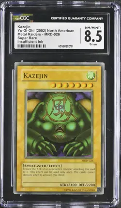 Yugioh CGC 8.5 FADED ERROR Kazejin MRD-026 Super Rare MISPRINT - Image 1