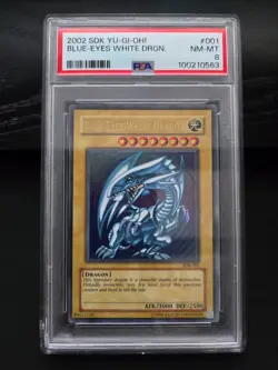 2002 Yu-Gi-Oh! SDK-001 Blue Eyes White Dragon PSA 8 - Image 1