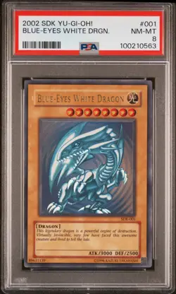 2002 Yu-Gi-Oh! SDK-001 Blue Eyes White Dragon PSA 8 - Image 5
