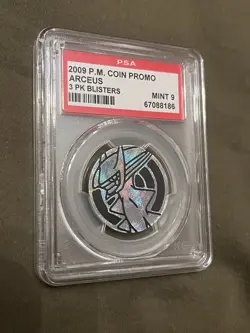 Pokemon PSA 9 Arceus Coin 3 Pack Blister Promo 2009 Mint - Image 1