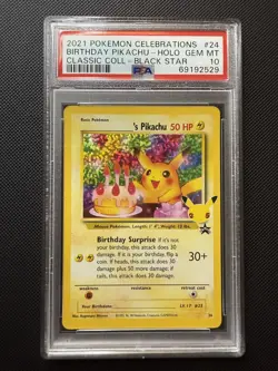 PSA 10 BIRTHDAY PIKACHU HOLO 24 BLACK STAR POKEMON 2021 MJ11 - Image 1