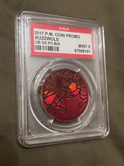 Pokemon PSA 9 Buzzwole Coin GX Premium Collection 2017 Promo Mint - Image 1