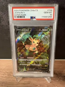 Pokemon S-Chinese Sword&Shield Leafeon V 134/132 CS4aC SR Holo Alt Art PSA 10 - Image 1