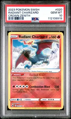 2023 POKEMON SWORD & SHIELD CROWN ZENITH #020 RADIANT CHARIZARD PSA 10 - Image 1