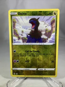 Deino Reverse Holo - 113/203 - Evolving Skies Pokemon 2021 - Image 1