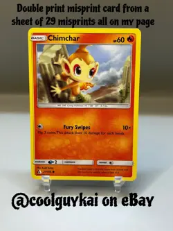 Pokemon Double Print Misprint Error Chimchar 21/156 Sm-Ultra Prism Regular - Image 1
