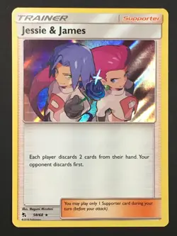 Pokemon TCG Jessie and James 58/68 Hidden Fates Holo Rare NM - Image 1