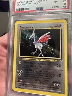 2000 Pokemon Skarmory 1st Edition 13/111 Neo Genesis Holo Rare PSA 8 NM MT - Image 1