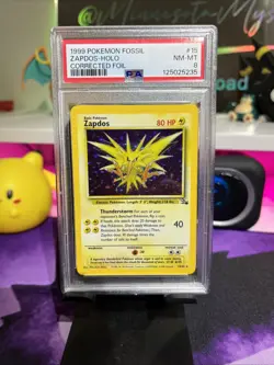 Pokemon TCG Zapdos Holo Rare Unlimited Corrected Error Card 15/62 Fossil - Image 1