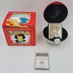 Vintage Pokemon 23K Gold Plated CHARIZARD Trading Card 1999 Burger King Red - Image 1
