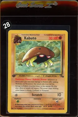 Kabuto 50/62 1st Edition Fossil Set 1999 Pokemon Common Card NM-Mint - Image 3