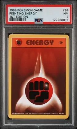1999 POKEMON BASE SET 1ST EDITION #97 FIGHTING ENERGY PSA 7 - Image 1