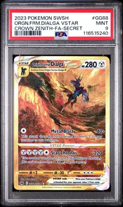 2023 Pokemon SWSH Crown Zenith FA Secret #GG68 Origin Forme Dialga Vstar PSA 9 - Image 1
