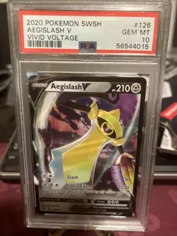 2020 Pokemon SWSH Aegislash v Vivid Voltage #126 PSA 10 - Image 1