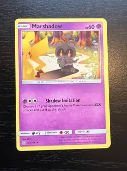 2019 POKEMON TCG MARSHADOW 103/236 Cosmic Eclipse Non Holo RARE Pikachu 3 - Image 1