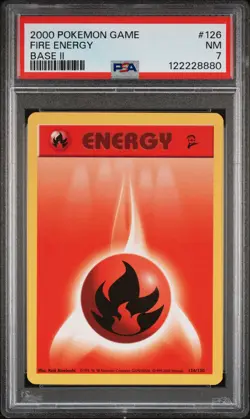 2000 POKEMON BASE SET 2 #126 FIRE ENERGY PSA 7 - Image 1
