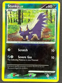 Pokemon Stunky Reverse Holo 102/130 DP Diamond & Pearl LP - Image 1