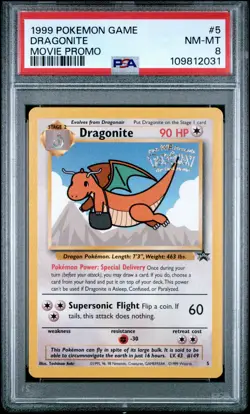 1999 POKEMON GAME MOVIE PROMO #5 DRAGONITE PSA 8 - Image 1