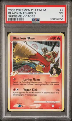 2009 POKEMON PLATINUM SUPREME VICTORS #2 BLAZIKEN FB-HOLO PSA 7 - Image 1