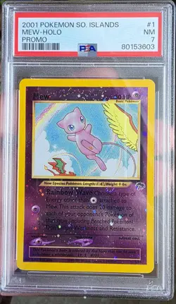 2001 POKEMON SOUTHERN ISLANDS PROMO #1 MEW - HOLO PSA 7 - Image 1