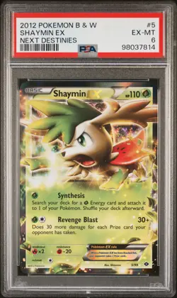 2012 POKEMON B&W NEXT DESTINIES #5 SHAYMIN EX PSA 6 - Image 1