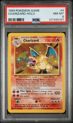 Charizard Base Set #4 Holo Rare Pokemon Card PSA 8 JUST GRADED - Image 1