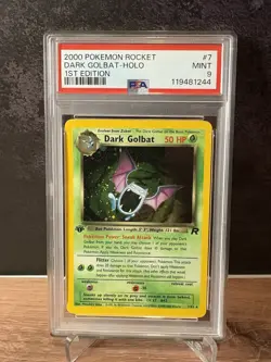 PSA 9 2000 Team Rocket 1st Edition Dark Golbat 7/82 Holo Rare Pokemon Card - Image 1